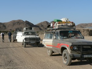 Field vehicles on road from Awra to Digdiga, Afar