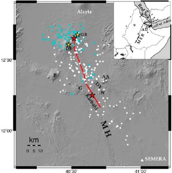 Figure 1 Earthquake distribution during 2005 episode