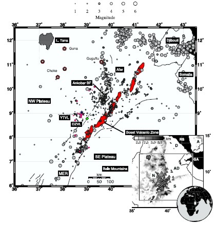 Figure 1 Distribution of earthquakes in Ethiopia
