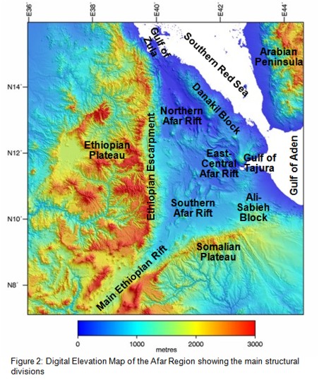 Map of the structural divisions of the Afar region